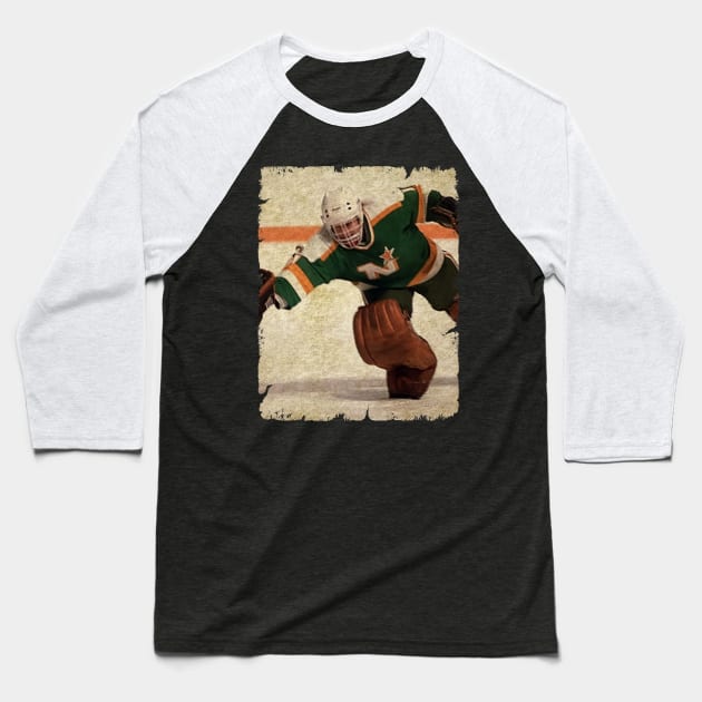 Roland Melanson, 1985 in Minnesota North Stars (4.18 GAA) Baseball T-Shirt by Momogi Project